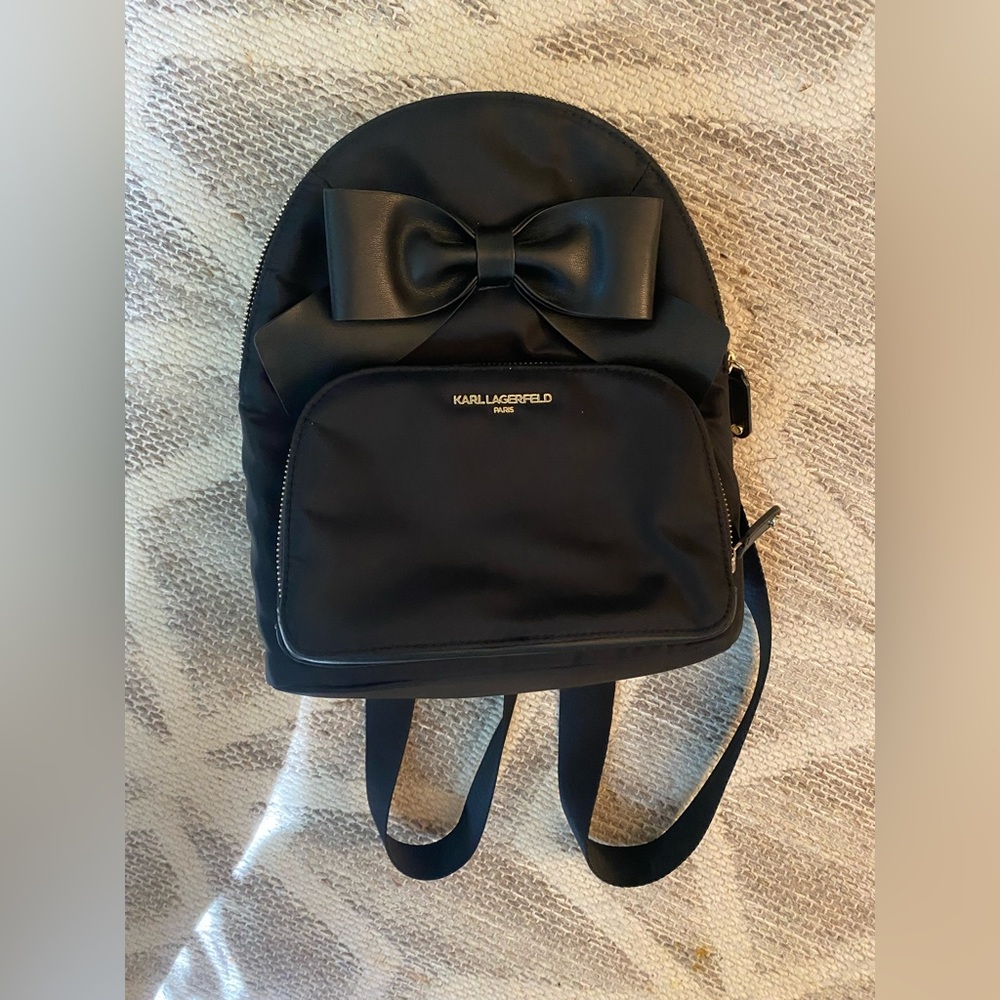 Karl Lagerfeld Black Backpack with Leather Bow